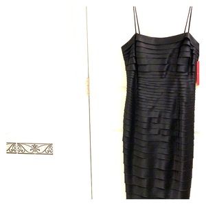 JS COUTURE COLLECTION BLACK SATIN TIERED DRESS SIZE 10 ❤️💕